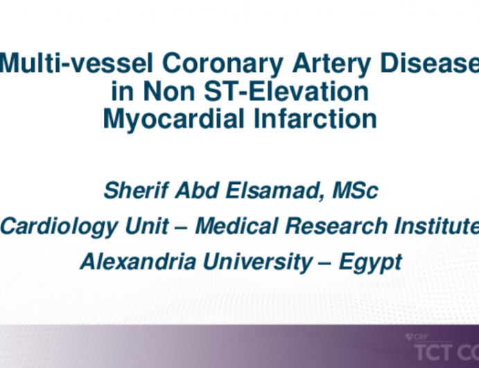 TCT 697: Multivessel Coronary Artery Disease in Non-ST Elevation Myocardial Infarction