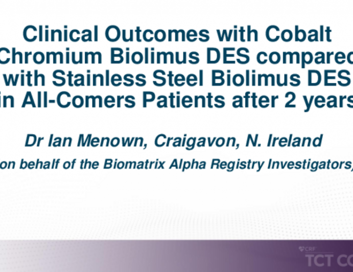 TCT 266: Cobalt Chromium Biolimus Drug-Eluting Stents Compared With Stainless Steel Biolimus Drug-Eluting Stents: Final Results of BMX Alpha