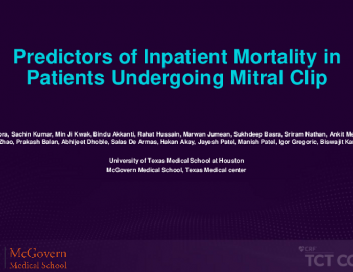 TCT 357: Predictors of Inpatient Mortality After MitraClip in Contemporary Era