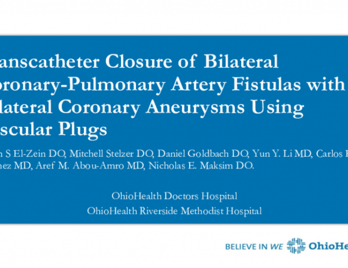 TCT 517: Transcatheter Closure of Bilateral Coronary-Pulmonary Artery Fistulas with Bilateral Coronary Aneurysms Using Vascular Plugs