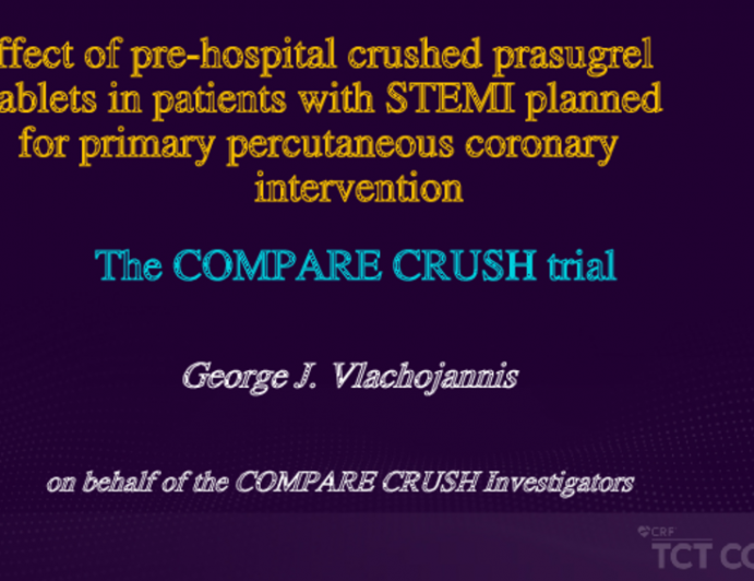 Effect of pre-hospital crushed prasugrel tablets in patients with STEMI planned for primary percutaneous coronary intervention: The COMPARE CRUSH Trial
