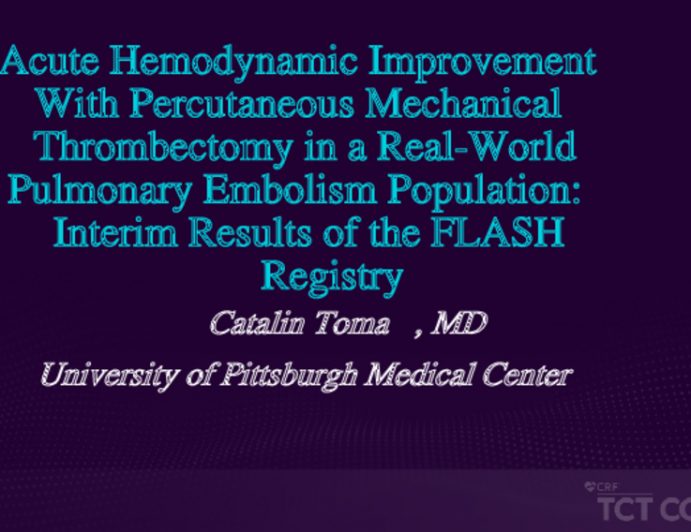 FLASH Registry: Acute Hemodynamic Improvement With Percutaneous Mechanical Thrombectomy in a Real-world Pulmonary Embolism Population