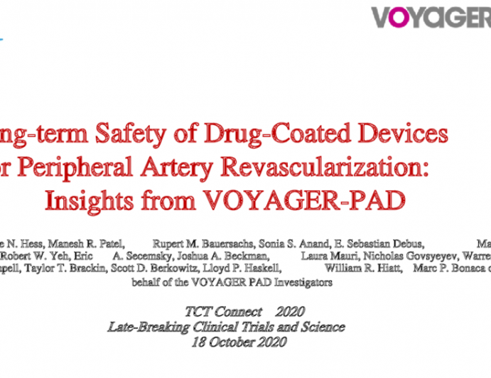 VOYAGER PAD: Long-term Safety of Drug-Coated Devices in Peripheral Artery Revascularization