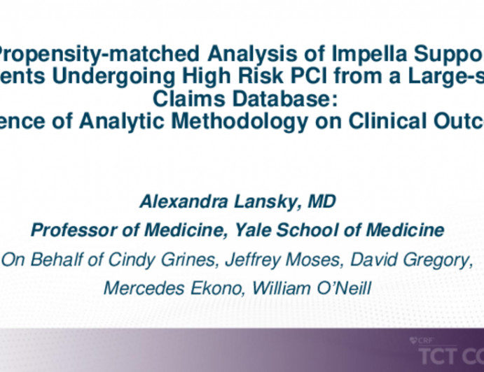 TCT 181: A Propensity Matched Analysis of Impella use From a Large-Scale Claims Data: Influence of Analytic Methodology on Clinical Outcomes