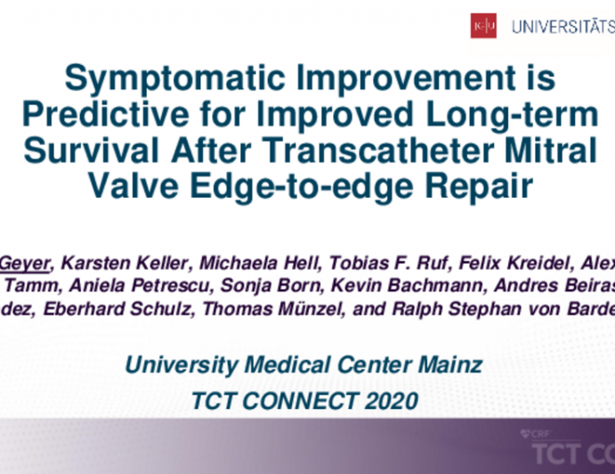 TCT 339: Symptomatic Improvement is Predictive for Improved Long-Term Survival After Transcatheter Mitral Valve Edge-to-Edge Repair