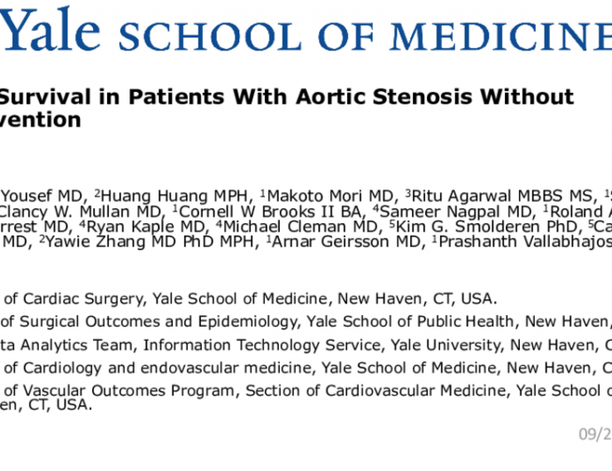TCT 107: Poor Survival in Patients With Aortic Stenosis Without Intervention