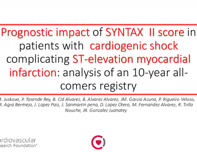 TCT 173: Prognostic Impact of SYNTAX II Score in Patients With Cardiogenic Shock Complicating ST-Elevation Myocardial Infarction: Analysis of an 10-Year All-Comers Registry