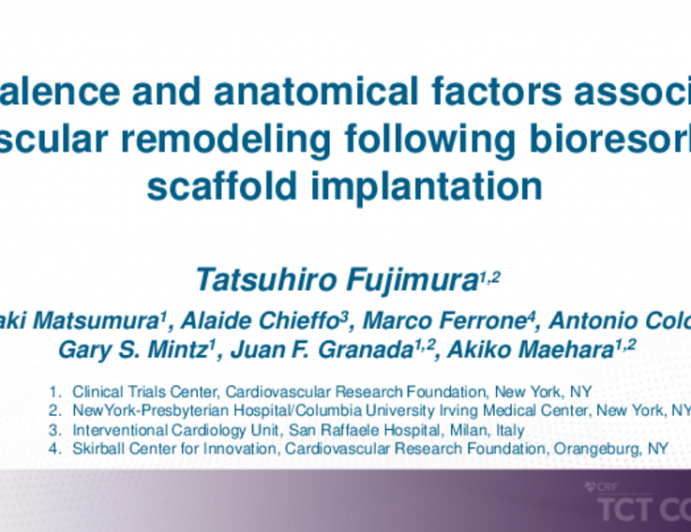 TCT 278: Prevalence and Anatomical Factors Associated to Vascular Remodeling Following Bioresorbable Scaffold Implantation