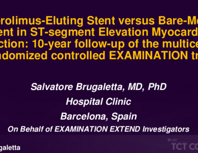 TCT ID 7: Everolimus-Eluting Stent vs Bare-Metal Stent in ST-Segment Elevation Myocardial Infarction – 10-Year Follow-up of the Multicentre Randomized Controlled Examination Trial