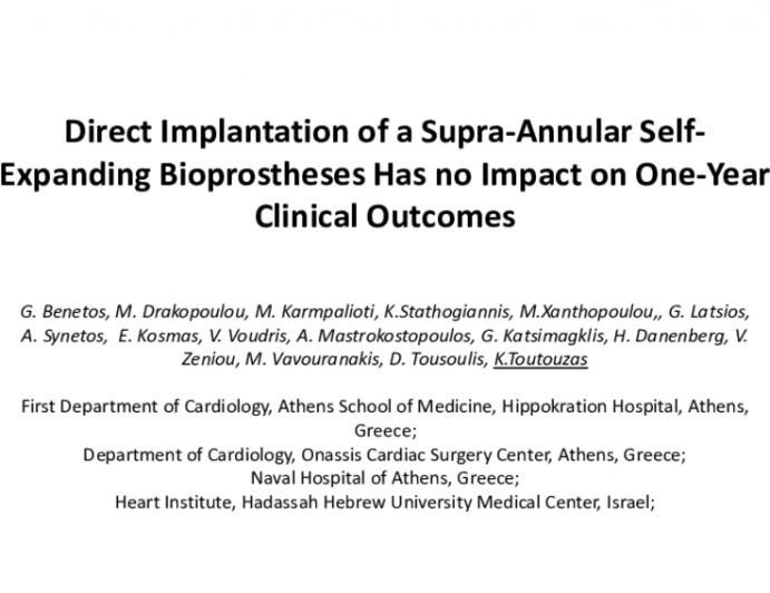 TCT 140: Direct Implantation of a Supra-Annular Self-Expanding Bioprostheses has no Impact on One-Year Clinical Outcomes