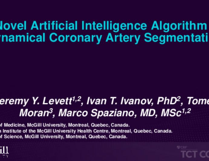 TCT 190: A Novel Artificial Intelligence Algorithm for Dynamical Coronary Artery Segmentation