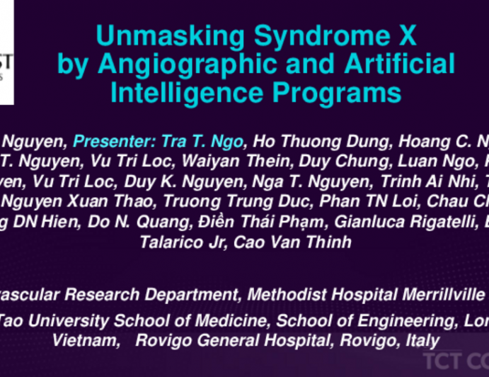 TCT 320: Unmasking Syndrome X by Angiographic and Artificial Intelligence Programs