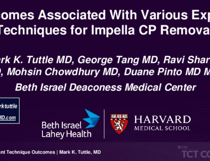 TCT 294: Outcomes Associated With Various Explant Techniques for Impella CP Removal