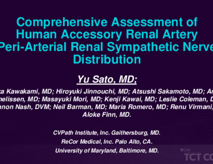 Anatomy of Human Accessory Renal Artery Peri-Arterial Renal Sympathetic Nerve for Renal Denervation