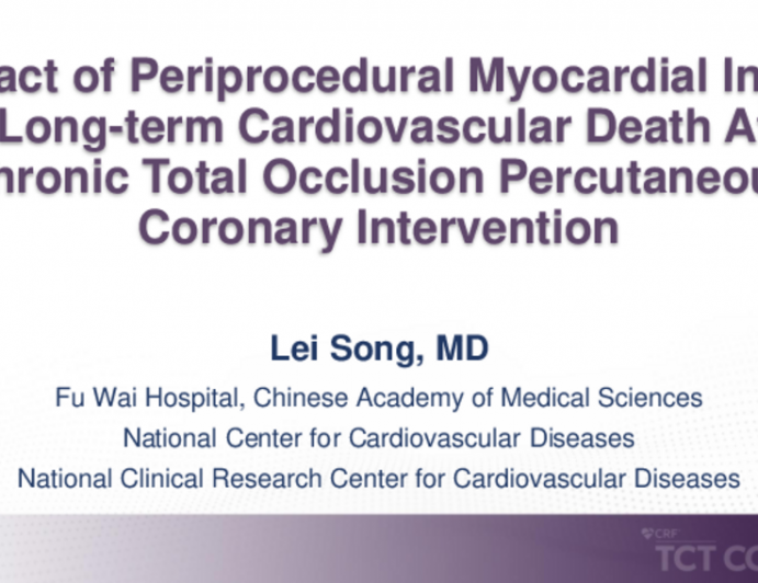 TCT 231: Impact of Periprocedural Myocardial Injury on Long-term Cardiovascular Death After Chronic Total Occlusion Percutaneous Coronary Intervention