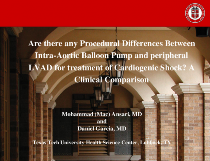 TCT 183: Are There Any Procedural Differences Between Intra-Aortic Balloon Pump and Peripheral LVAD for Treatment of Cardiogenic Shock? A Clinical Comparison