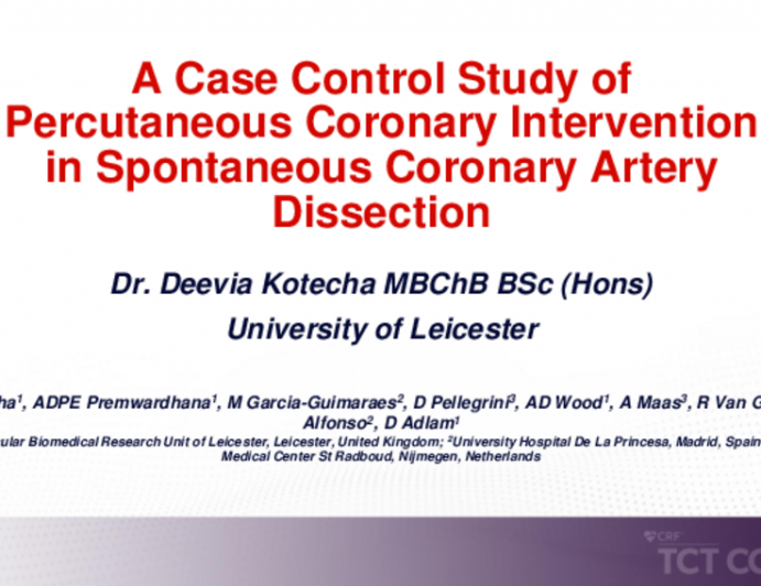 TCT 012: A Case Control Study of Percutaneous Coronary Intervention in Spontaneous Coronary Artery Dissection