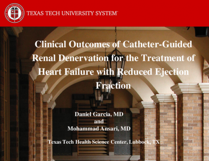 TCT 421: Clinical Outcomes of Catheter-Guided Renal Denervation for the Treatment of Heart Failure With Reduced Ejection Fraction