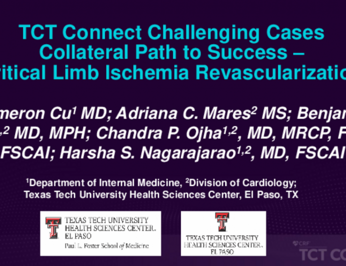 TCT 553: Collateral Path to Success – Critical Limb Ischemia Revascularization