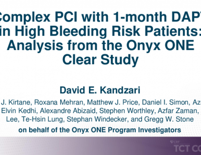 TCT 057: Clinical Outcomes According to Lesion Complexity in High Bleeding Risk Patients Treated With 1-Month Dual Antiplatelet Therapy Following PCI: Analysis From the Onyx ONE Clear Study