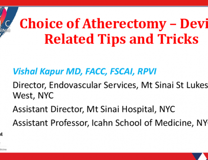 Choice of Atherectomy – Device Related Tips and Tricks