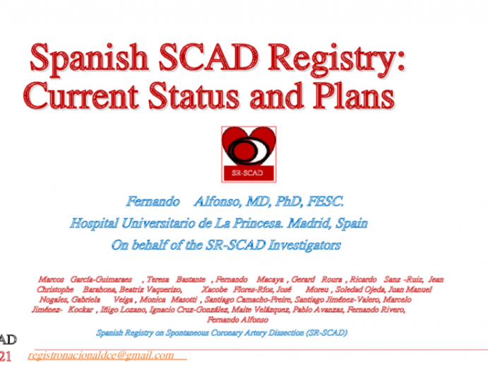 Spanish SCAD Registry: Current Status and Plans