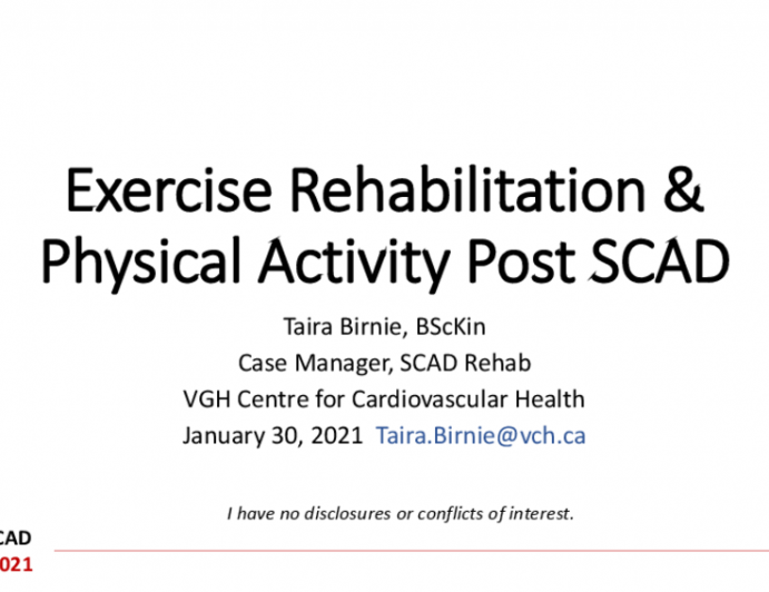 Exercise Rehabilitation & Physical Activity Post SCAD