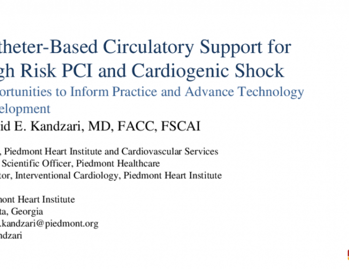 Catheter-Based Circulatory Support for High Risk PCI and Cardiogenic Shock