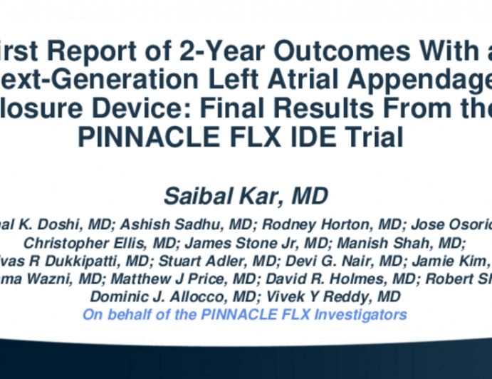 First Report of 2-Year Outcomes With a Next-Generation Left Atrial Appendage Closure Device: Final Results From the PINNACLE FLX IDE Trial