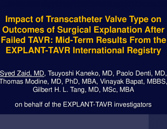 Impact of Transcatheter Valve Type on Outcomes of Surgical Explanation After Failed TAVR: Mid-Term Results From the EXPLANT-TAVR International Registry