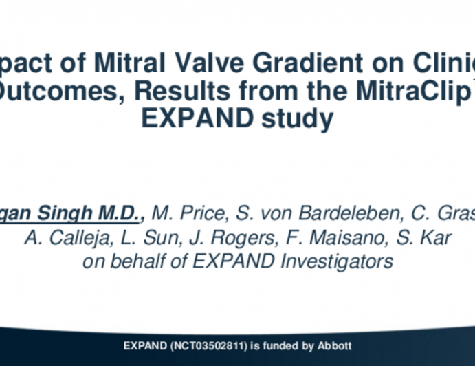 Anatomic Predictors and Impact on Outcomes of Mitral Valve gradient, Results From the MitraClip™ EXPAND Study