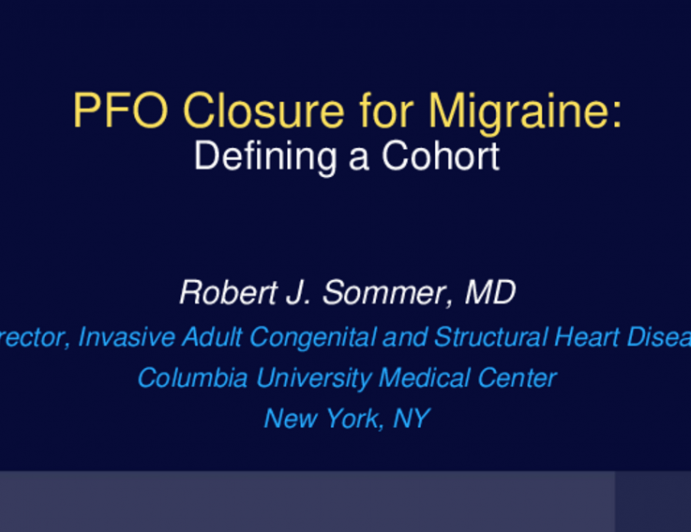 PFO and Migraine: Isolating a Cohort