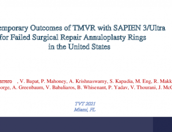 Contemporary Outcomes of TMVR With SAPIEN 3/Ultra for Failed Surgical Annuloplasty Rings in the US