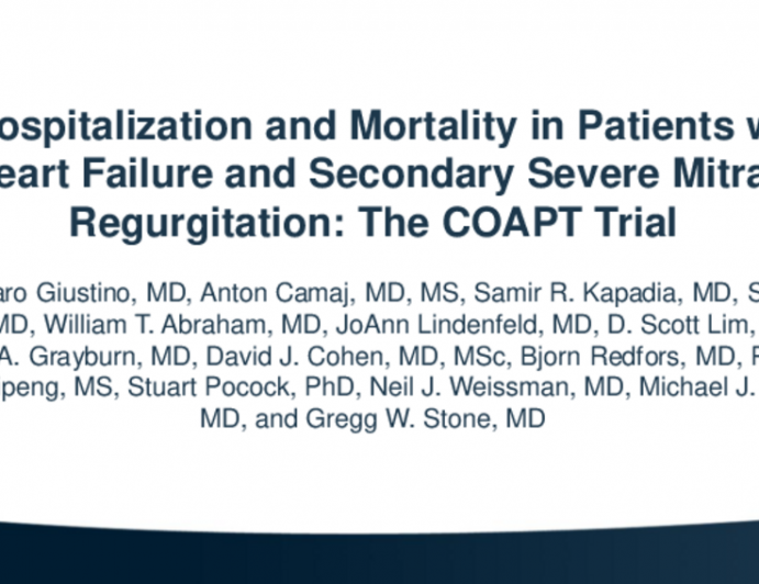 Rehospitalization and Mortality in Patients With Heart Failure and Secondary Severe Mitral Regurgitation: The COAPT Trial