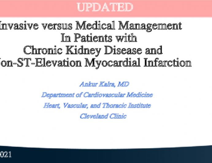 Invasive versus Medical Management In Patients with Chronic Kidney Disease and Non-ST-Elevation Myocardial Infarction