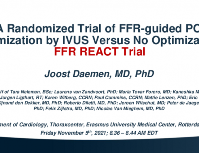 FFR REACT: A Randomized Trial of FFR-Guided PCI Optimization by IVUS Versus No Optimization