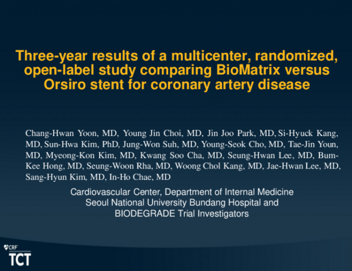 BIODEGRADE: Three-Year Outcomes From a Randomized Trial of Biolimus-eluting Versus Zotarolimus-eluting Stents in Patients With Coronary Artery Disease