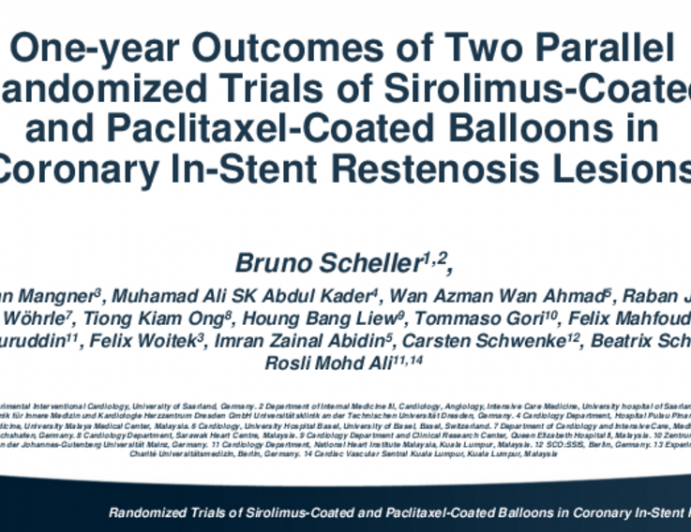 One-year Outcomes of Two Parallel Randomized Trials of Sirolimus-Coated and Paclitaxel-Coated Balloons in Coronary In-Stent Restenosis Lesions
