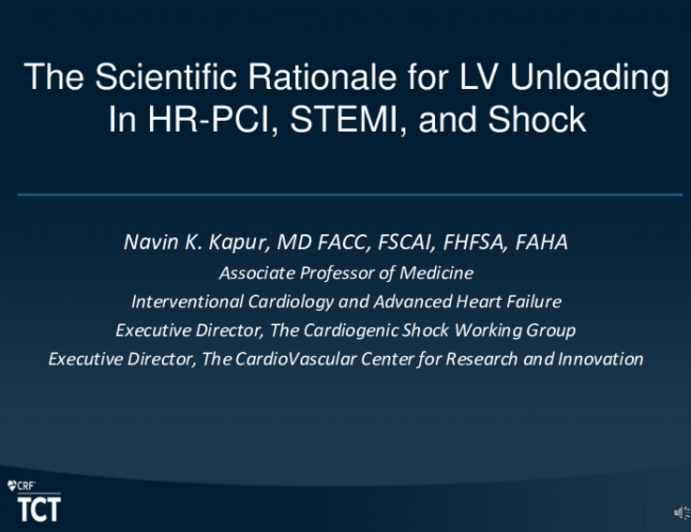 Door to Unload: Implications for STEMI, HR-PCI and Cardiogenic Shock