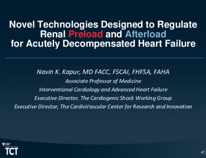 Manipulation of Renal Preload and Afterload for Acute Decompensated Heart Failure