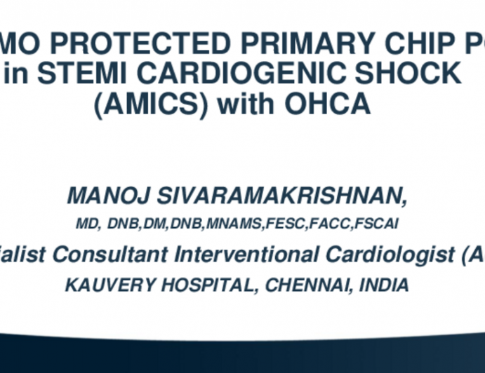 TCT 663: CHIP PCI in STEMI AMICS OHCA in VF in a young male