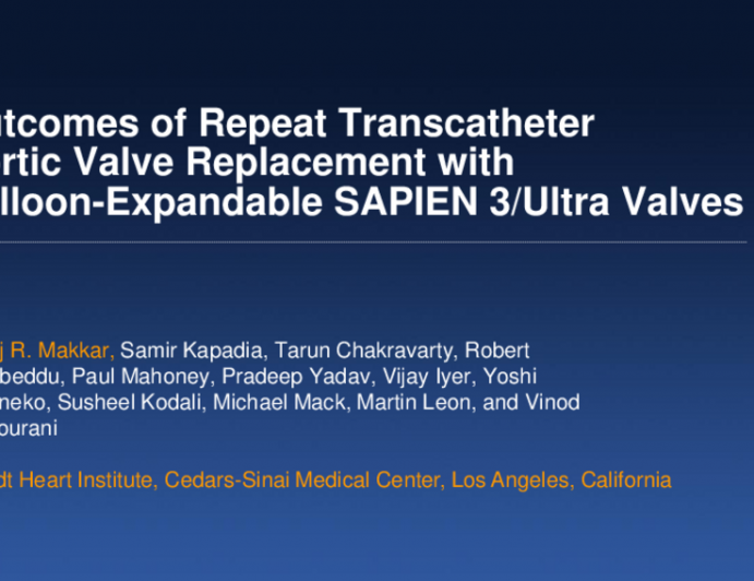 Outcomes of Repeat TAVR With Balloon-Expandable Sapien 3/Ultra Valves