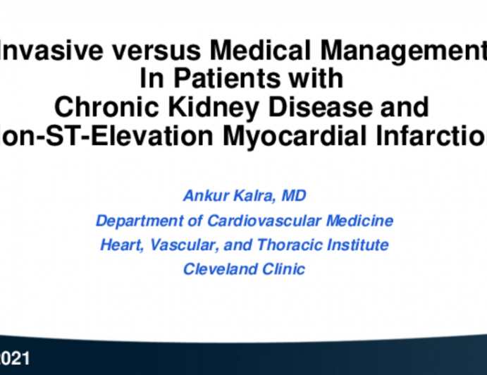 Invasive Versus Medical Management in Patients With Chronic Kidney Disease and Non-ST-Elevation Myocardial Infarction
