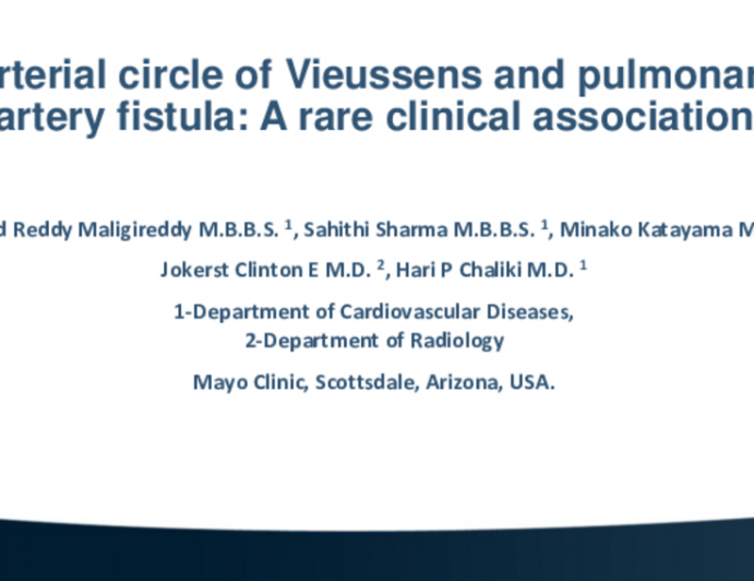 TCT 594: Arterial Circle Of Vieussens And Pulmonary Artery Fistula: A Rare Clinical Association