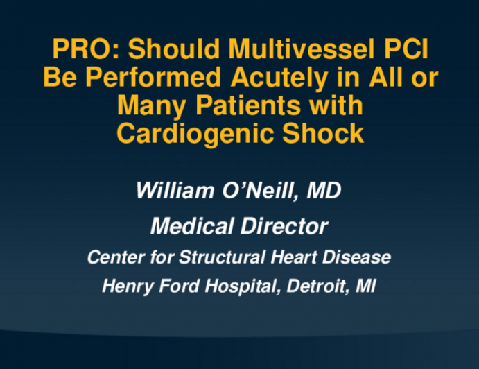 Pro: Should Multivessel PCI Be Performed Acutely in All or Many Patients With Cardiogenic Shock?