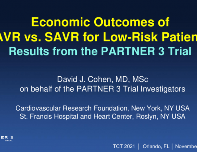 PARTNER 3: Two-Year Economic Outcomes From a Randomized Trial of TAVR vs. SAVR in Patients at Low Surgical Risk