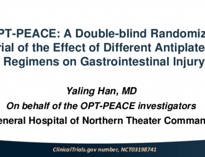 OPT-PEACE: A Double-blind Randomized Trial of the Effect of Different Antiplatelet Regimens on Gastrointestinal Injury