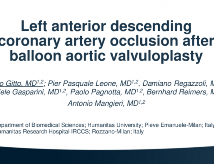 TCT 708: Left Anterior Descending Coronary Artery Occlusion After Balloon Aortic Valvuloplasty  