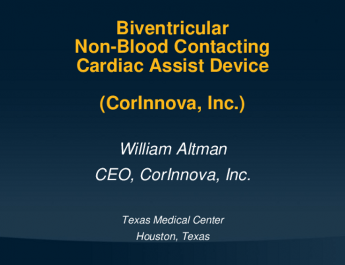 Biventricular Non-Blood Contacting Cardiac Assist Device for Acute Heart Failure Syndrome (CorInnova)