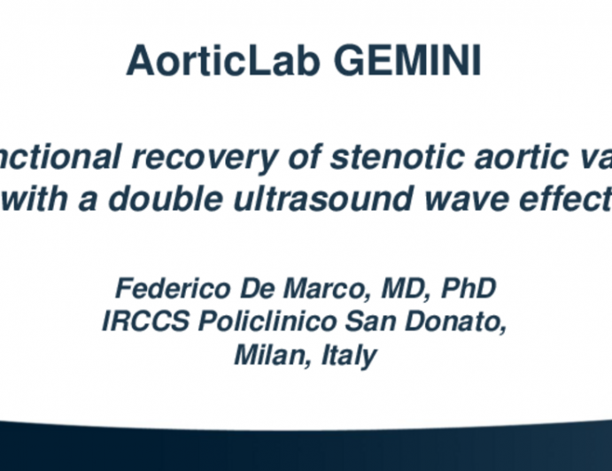 AorticLab GEMINI - Functional Recovery of Stenotic Aortic Valve With A Double Ultrasound Wave Effect